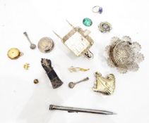 Quantity of continental silver, silver-coloured metal and other items including baby's rattle,