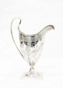 George III silver cream jug by Peter & Ann Bateman, London 1796, of helmet form,