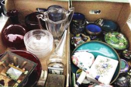 Various cloisonne-style Oriental pots, dishes,