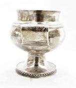 Silver drinking cup, probably by Nathan & Hayes, Chester, (marks rubbed), on circular pedestal foot,