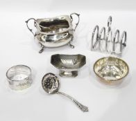 Silver two handled sugar bowl by Walker and Hall, Birmingham 1920,