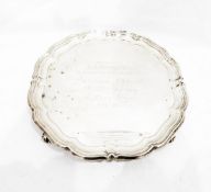Silver salver by Harrison Bros & Howson, Sheffield 1950, of shaped circular form,