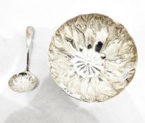Silver sugar bowl by Pinder Bros, Sheffield 1936, of shaped circular form with petal decoration,