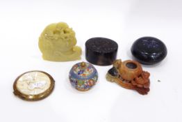 Carved soapstone brushwasher, carved soapstone model dragon, cloisonne,