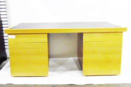 Alexander Miles Furniture Company 'Corsini' oak desk, with inset leather writing surface,