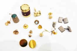 14K gold cufflink, bark finish, quantity gold and other tie studs,