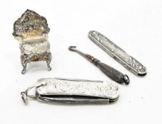 Silver folding penknife,