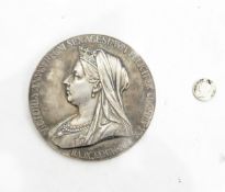 Victorian white metal medal commemorating Queen Victoria's 1897 diamond jubilee,