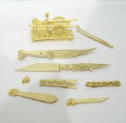 Late 19th/early 20th century Indian carved ivory model of a cart pulled by buffalo,