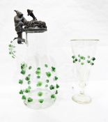 19th century glass ale jug, probably German,