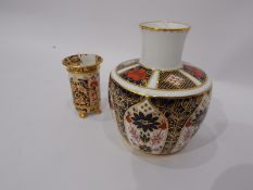 Royal Crown Derby vase of squat bottle form decorated in the Imari palette pattern 1128,