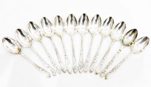 Set of 12 silver teaspoons by Josiah Williams & Co, London 1930,