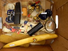 Quantity of military buttons bearing the Royal Artillery badge, a turned sycamore miniature box,