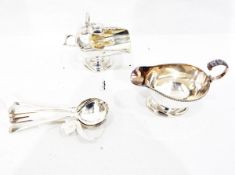 Silver-plated sugar bowl modelled as a coal scuttle,