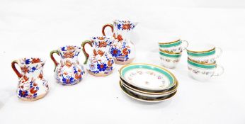 Graduated set of five Mason's ironstone octagonal-shaped Imari-patterned jugs,
