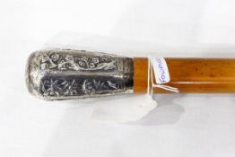 Walking stick with Chinese white metal finial,