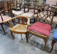 Cane seated Chinese Chippendale-style single chair and an interesting child's unfinished mahogany