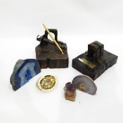 Pair of bookends bearing plaque 