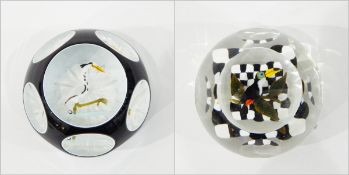 John Deacons clear glass cushion paperweight with faceted windows,