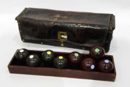 Late 18th/early 19th century varnished leather brass-mounted carry case currently containing