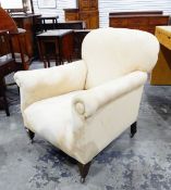 Pair of club armchairs with square tapering legs and castors (2)