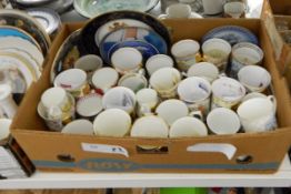 Large quantity of Royal commemorative china mugs and other ceramics (2 boxes)