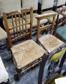 19th century spindleback chair with rush seat,