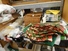 Garden hammock, picnic basket, large quantity of paper napkins, tea towels, table linen,