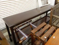 Mahogany two-tier divider table, 180cm wide approx.