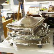 Two graduated EPNS rectangular two-handled trays,