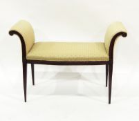 Edwardian mahogany dressing stool with scrolled sides and square tapering supports