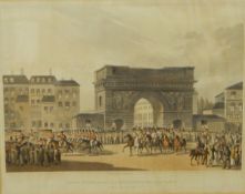 Four various framed pictures and a mirror with a broken gilt gesso frame (1 box)