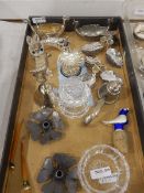 Silver-coloured metal miniature model Alpaca on upturned bell,