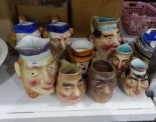 Quantity of ceramic character jugs (9)