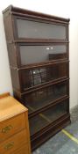 Globe Wernicke sectional glazed bookcase, of five shelves,