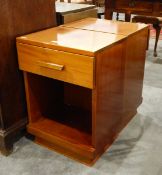 Pair of bedside cabinets fitted a drawer to frieze over open shelf