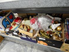 Large quantity of Christmas decorations including candles, ornaments, models, figures, etc.