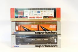 Eight boxed Corgi trucks and transporters and two Nascar collectable trucks (boxed) (10)