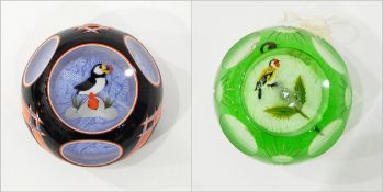 John Deacons black, white and red cased cushion paperweight with faceted windows,