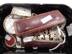 Small silver matchbox cover, Birmingham 1901, Victorian gold-coloured metal and coral shirt stud,