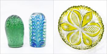 Victorian green glass dumpy weight,