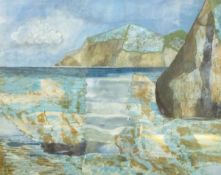 Annette (20th century) Mixed media Coastal scene, signed in pencil on the mount,