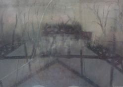 Bowman (20th century) Pastel House viewed through undergrowth, signed lower right,
