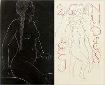 Eric Gill ( 1882-1940) Wood engravings 'Title page in red and black' and ' Nude with plait' from