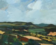 Attributed to Ben Levene (1938-2010) Oil on board Arable landscape with trees in foreground,