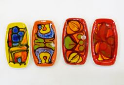 Four Poole Delphis pottery dishes by Ros Sommerfelt, Cynthia Bennett,