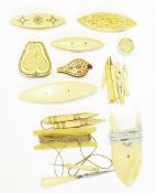 19th century Chinese ivory pincushion, the carved panels depicting figures,