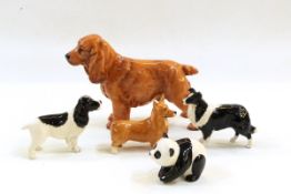 Beswick model panda, Beswick corgi, Beswick black and white spaniel,