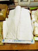 Two large vintage linen sheets and assorted table linen (1 box)