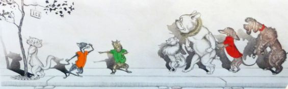 Reg Smythe (1917-1998) Pen, ink and blue watercolour Andy Capp and wife cartoon,